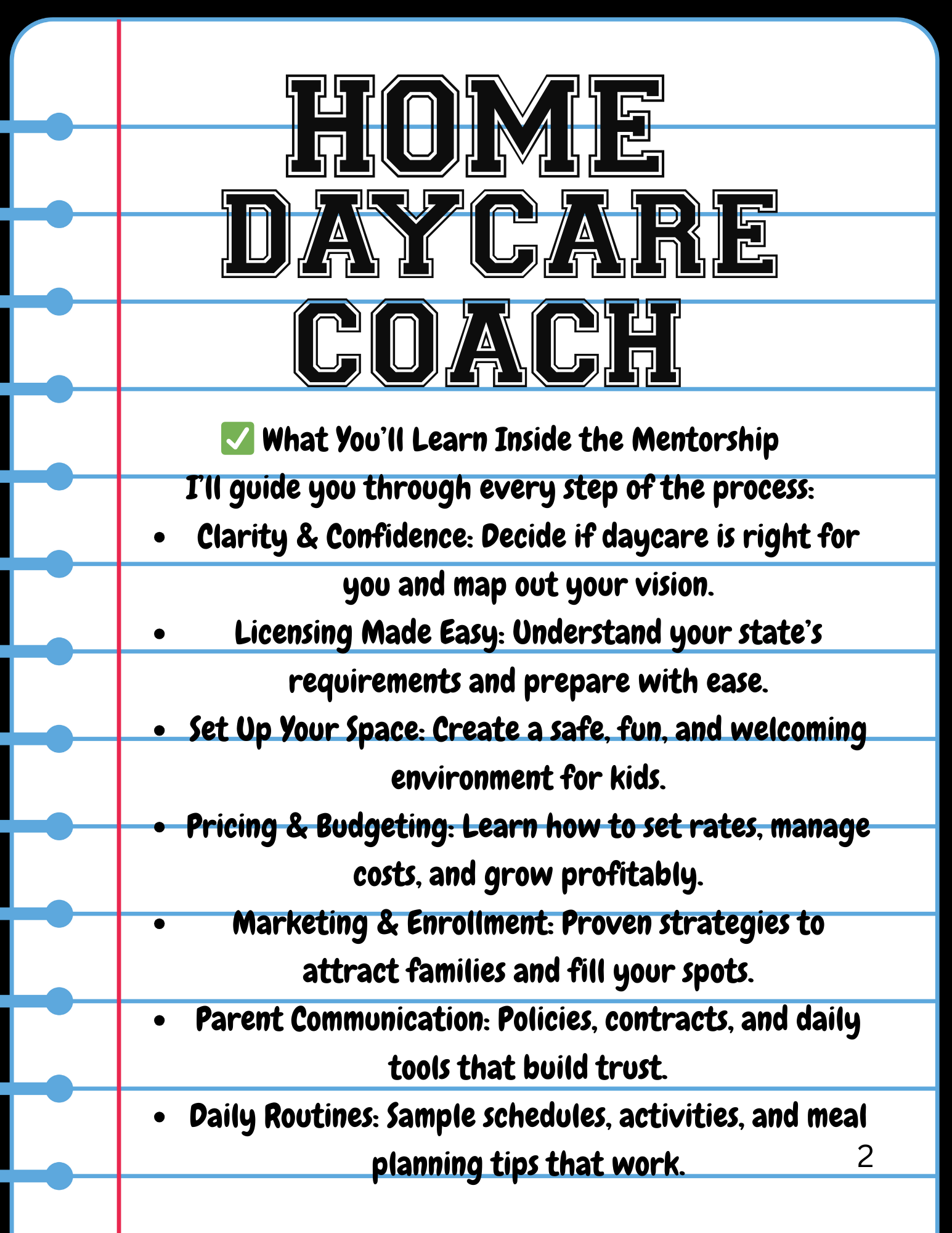 Home Daycare Coaching (Starts Sept 22, 2025)