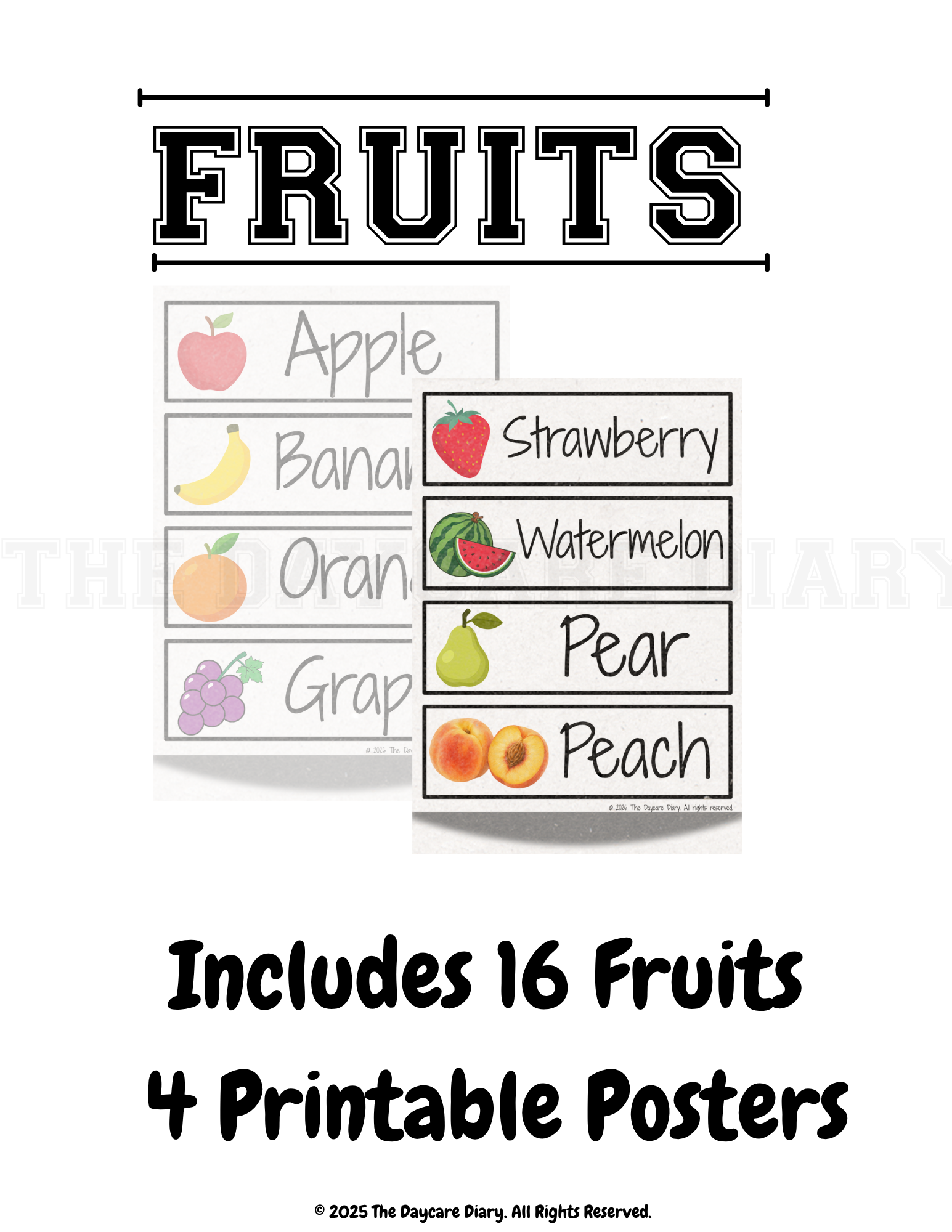 Introducing Fruits - Educational Printable Wall Posters Sent Via Email